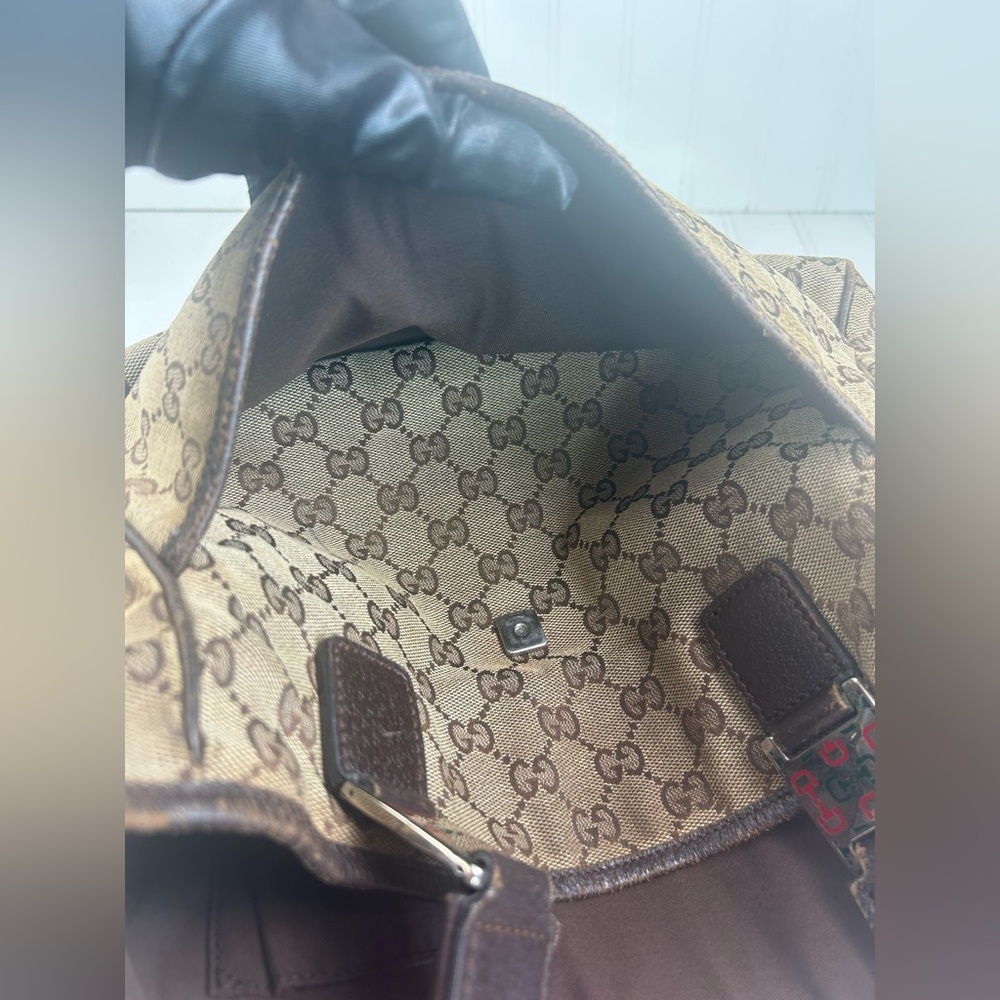 Gucci Vintage GG Supreme Monogram Tote Bag with Web Stripe Handles + Dust Bag - Picture 3 of 13